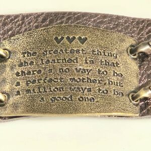 NWT - Bronze Colored Leather Bracelet with Inspirational A GOOD MOTHER Quote